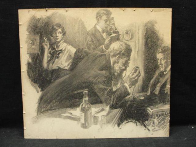 Charcoal or Crayon Illustration. As