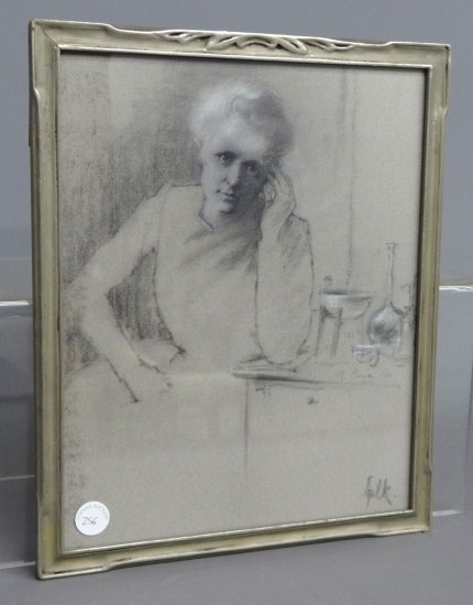 Charcoal pastel of Madam Curie