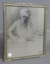 Charcoal pastel of Madam Curie