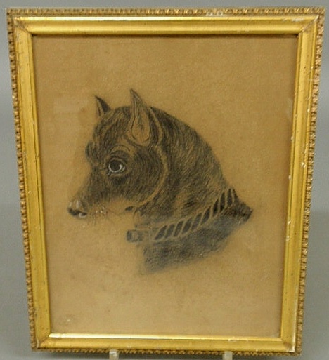 Charcoal portrait of a dog 19th