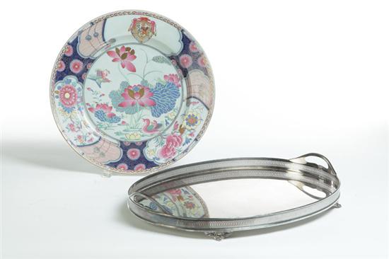 CHARGER AND SILVER PLATE TRAY. 