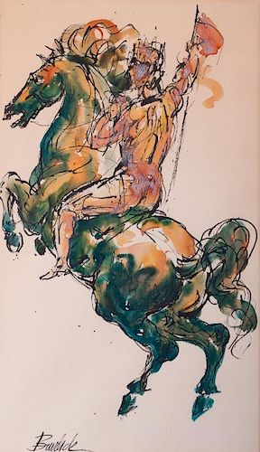 CHARLES BURDICK KNIGHT ON HORSE INK