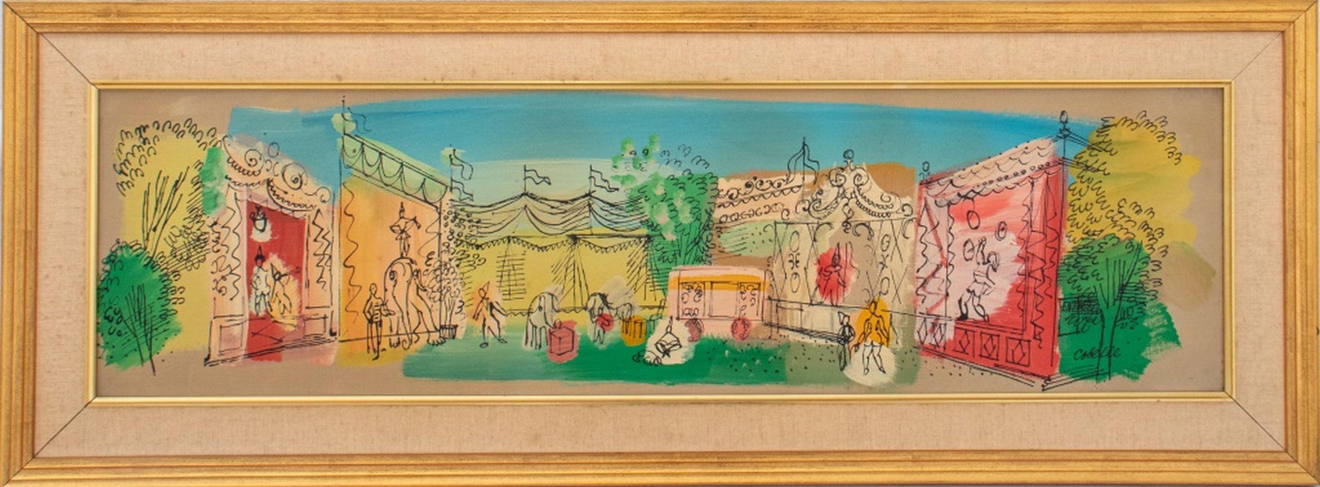 CHARLES COBELLE CIRCUS SCENE OIL ON