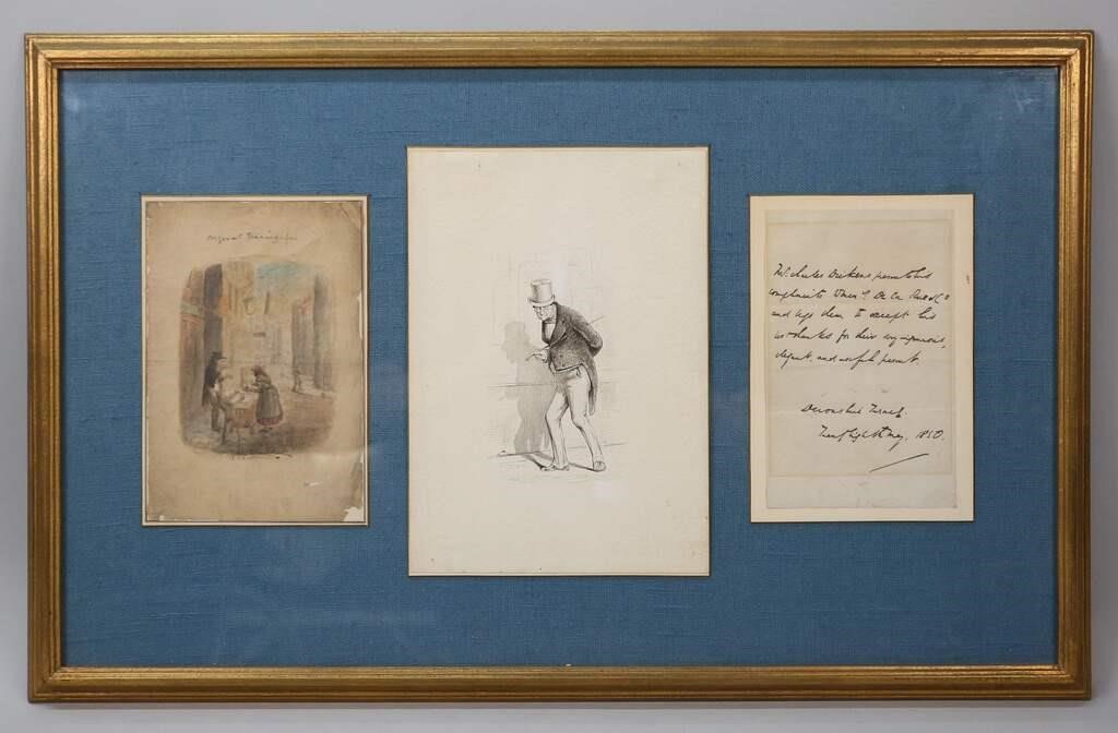 CHARLES DICKENS LETTER & CRUIKSHANK