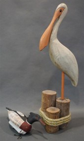 CHARLES FISH WOOD SCULPTURE OF