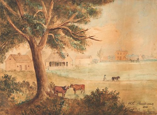 CHARLES FLEISCHMANN 19TH C. W/C,
