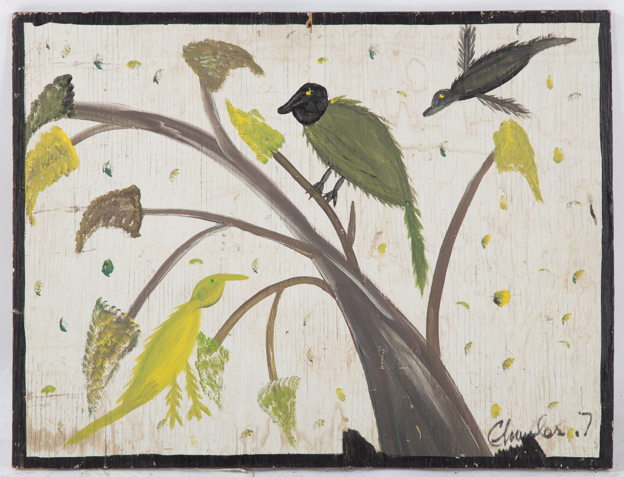CHARLES. FOLK ART BIRDS ON A