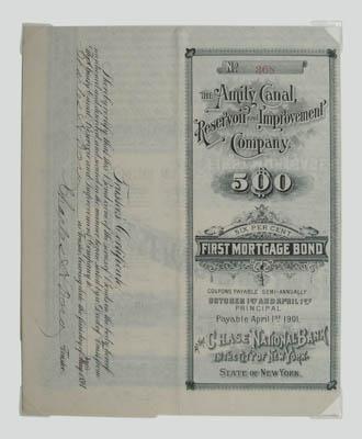 Charles H. Dow signed bond, $500