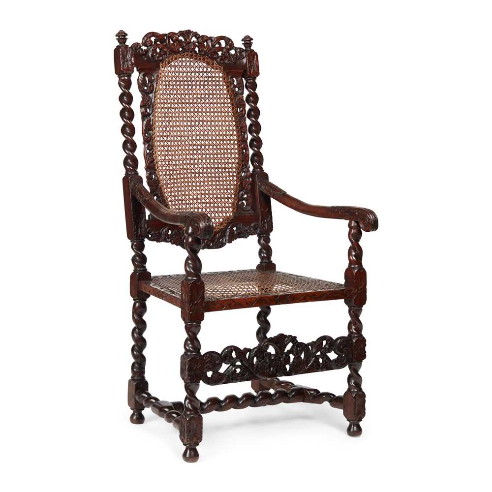CHARLES II CARVED WALNUT AND