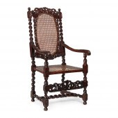 CHARLES II CARVED WALNUT AND C