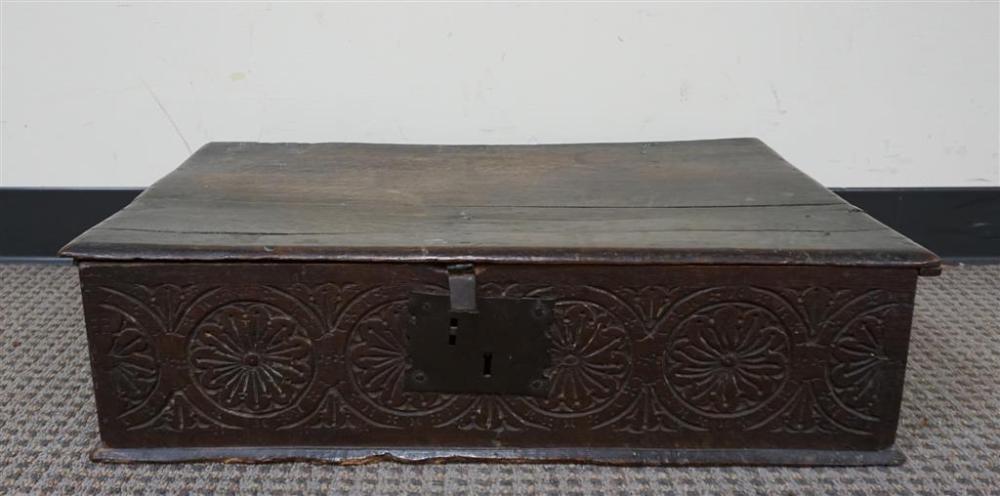 CHARLES II OAK BIBLE BOX, H: 6-1/2;