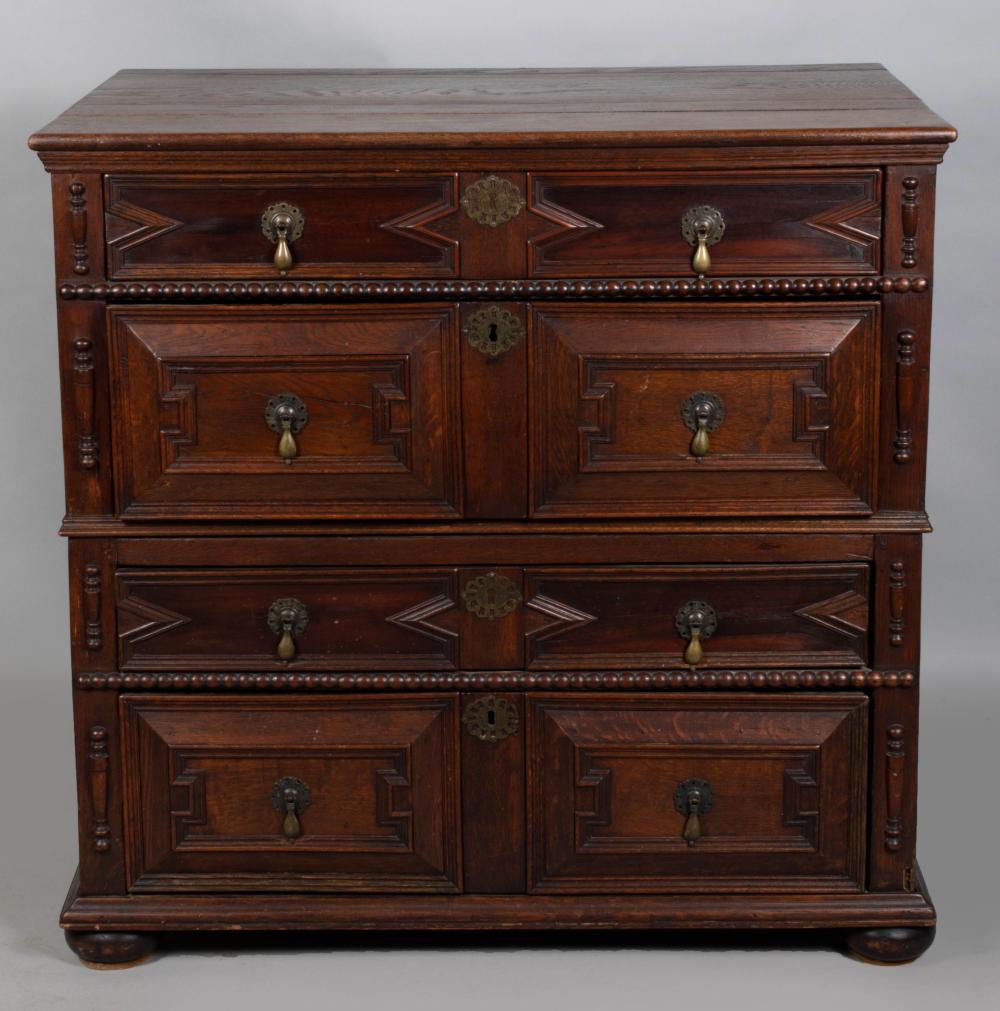 CHARLES II OAK CHEST OF DRAWERS,