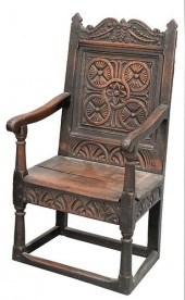 CHARLES II OAK WAINSCOT ARMCHA