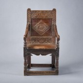 CHARLES II OAK WAINSCOT ARMCHA