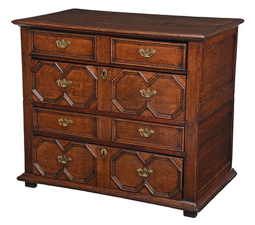 CHARLES II PANELED OAK FOUR
