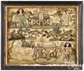 CHARLES II STUMPWORK AND SILK