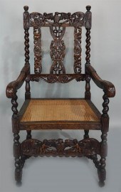CHARLES II STYLE CANED WALNUT