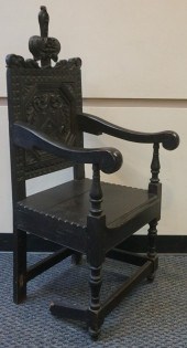 CHARLES II STYLE CARVED DARK F