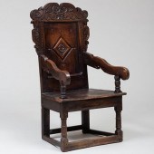 CHARLES II STYLE CARVED OAK AR