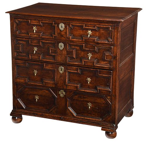 CHARLES II STYLE PANELED OAK FOUR