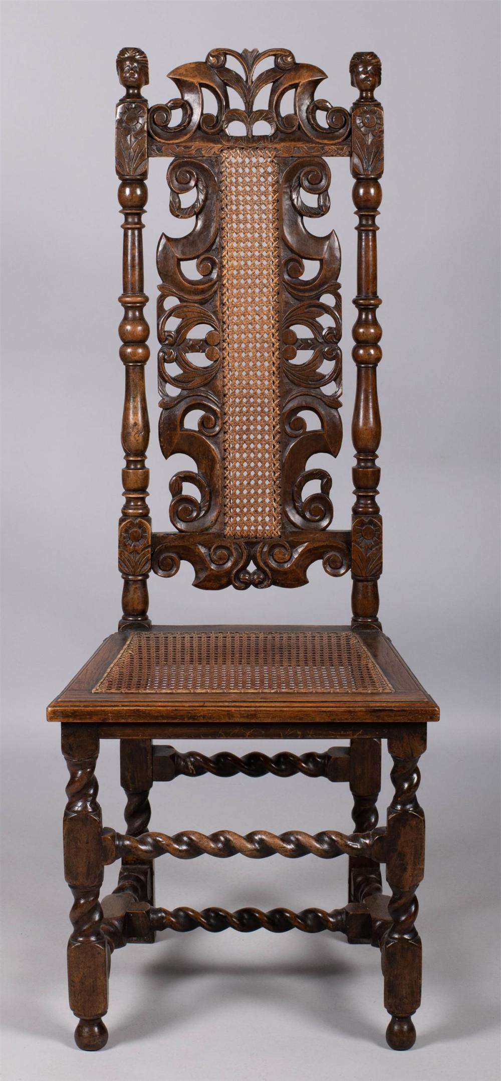 CHARLES II WALNUT SIDE CHAIR 48 1/2