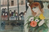 CHARLES LEVIER WATERCOLOR GIRL