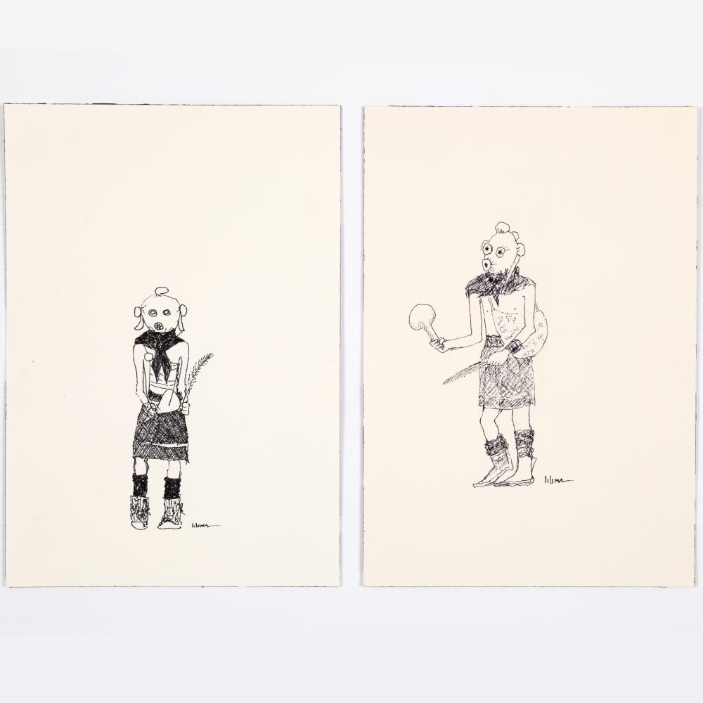 CHARLES LOLOMA, PAIR OF MUDHEAD