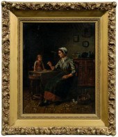 Charles Petit genre painting,