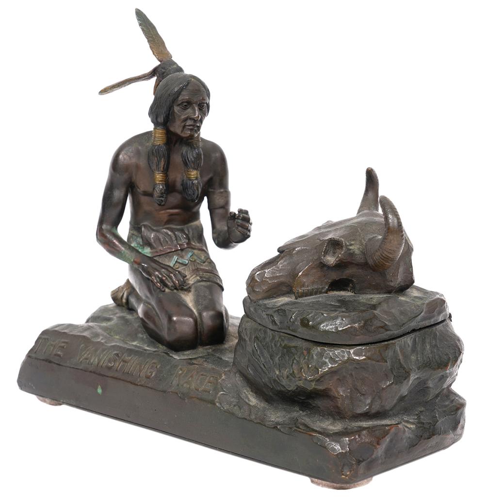 CHARLES PLEIN BRONZE INKWELL 'THE