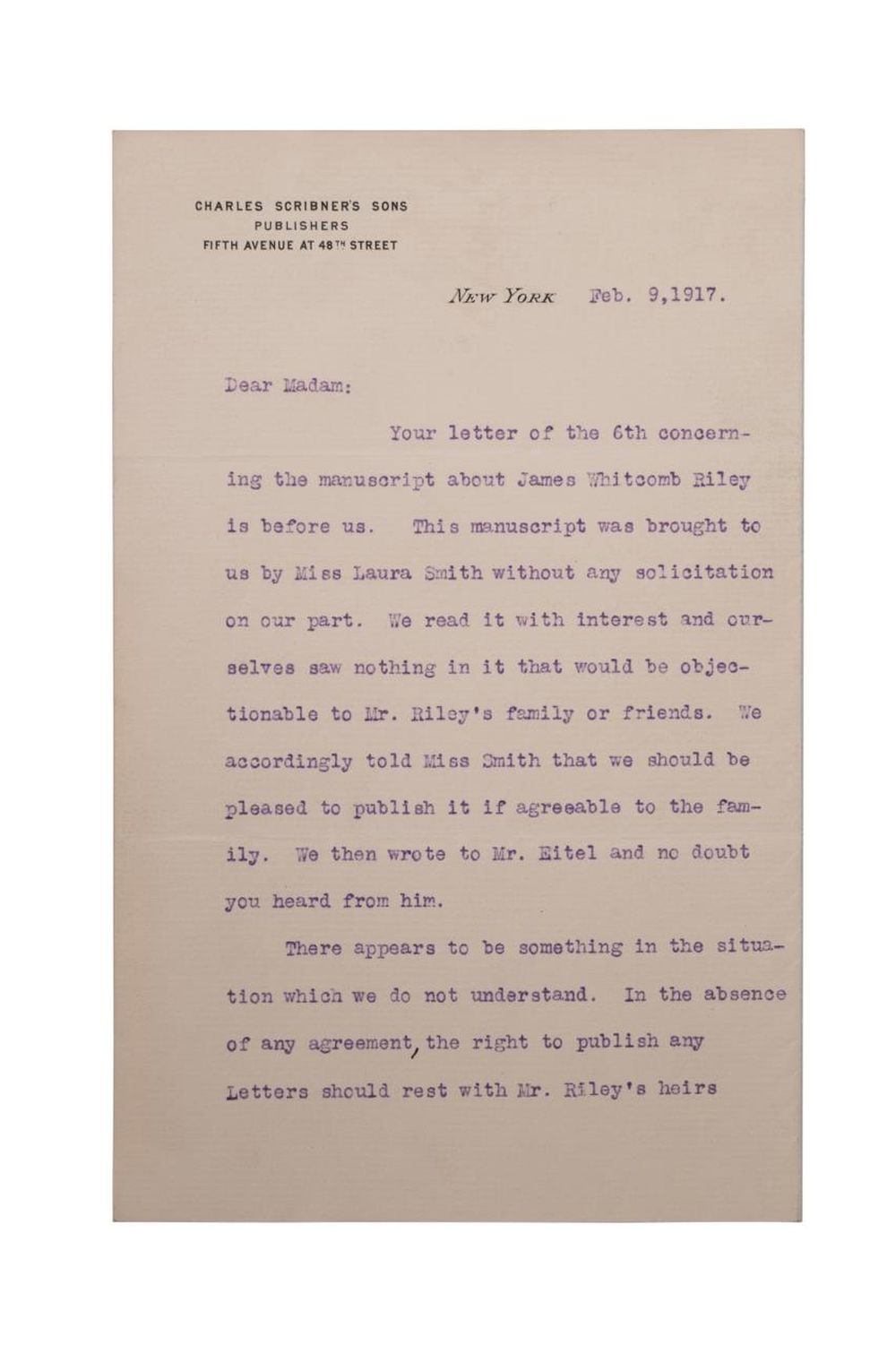 CHARLES SCRIBNER II, PERSONALLY