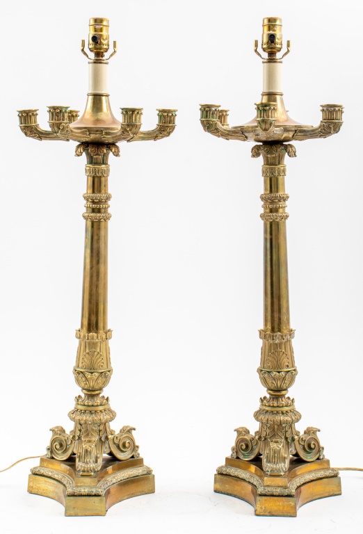 CHARLES X GILT BRASS CANDELABRA