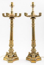 CHARLES X GILT BRASS CANDELABR