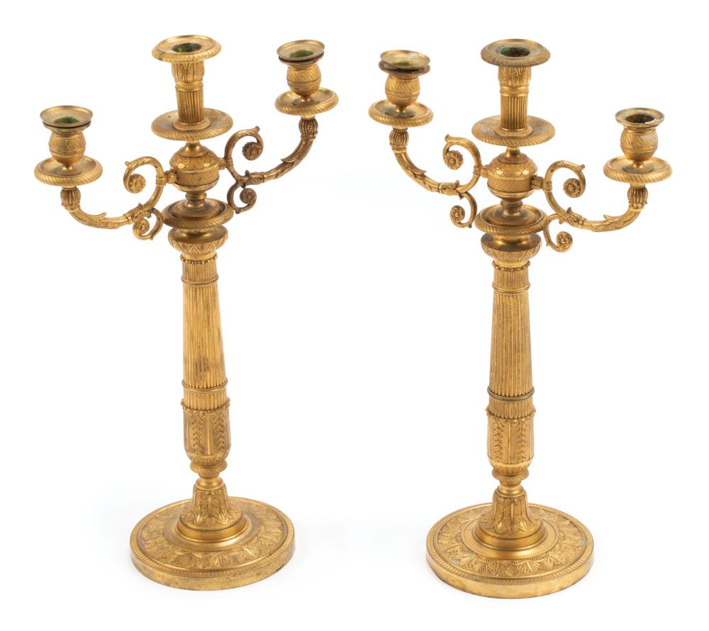 CHARLES X GILT BRONZE THREE-LIGHT