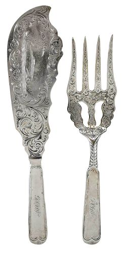 CHARLESTON COIN SILVER FISH SERVING