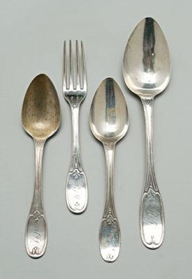Charleston coin silver flatware, 26