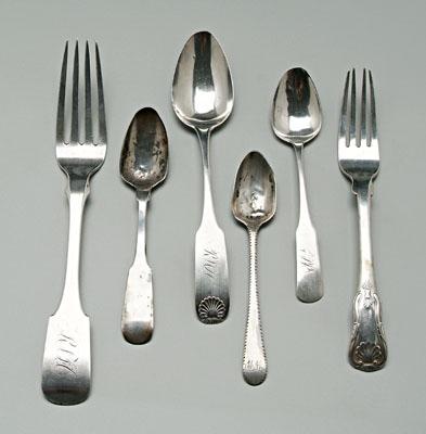 Charleston coin silver flatware: J.