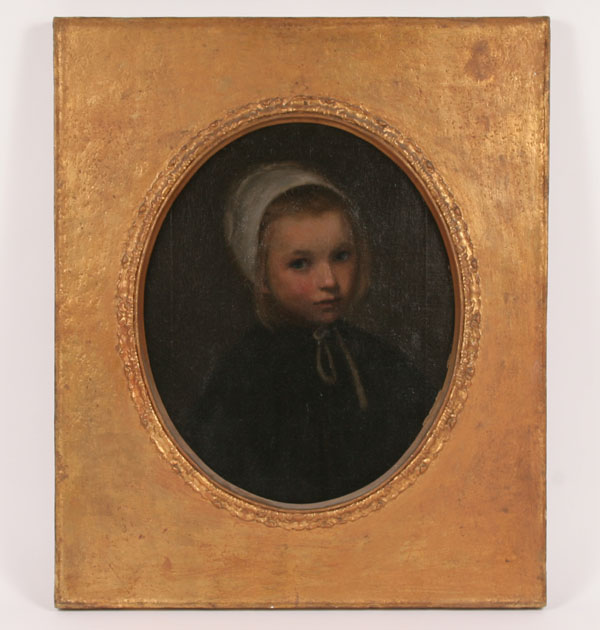 Charming child portrait painting of
