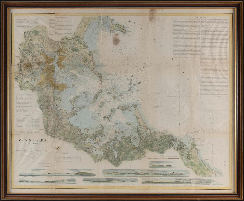 CHART OF BOSTON HARBOR FRAMED 32” X