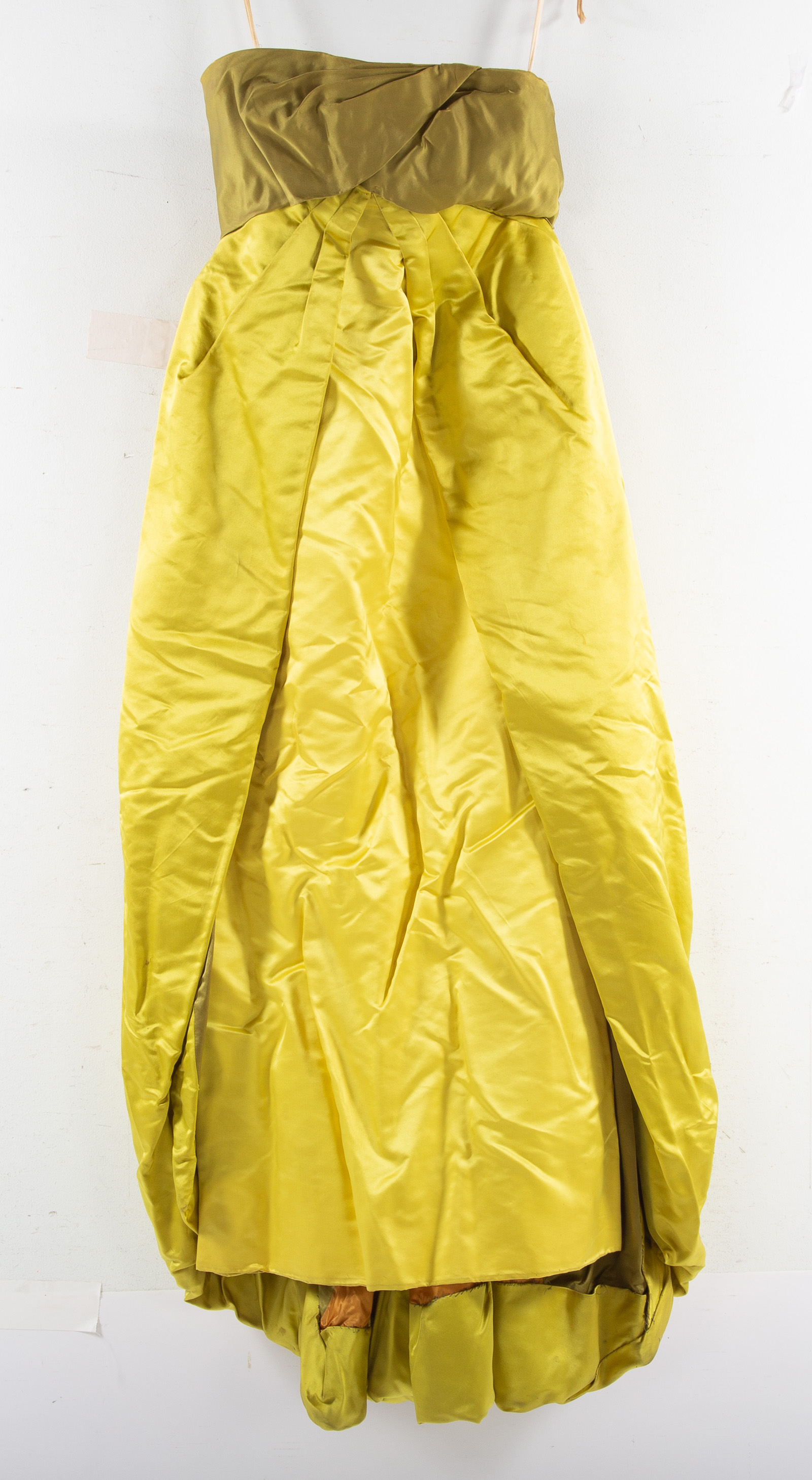 CHARTREUSE SILK EVENING DRESS BY