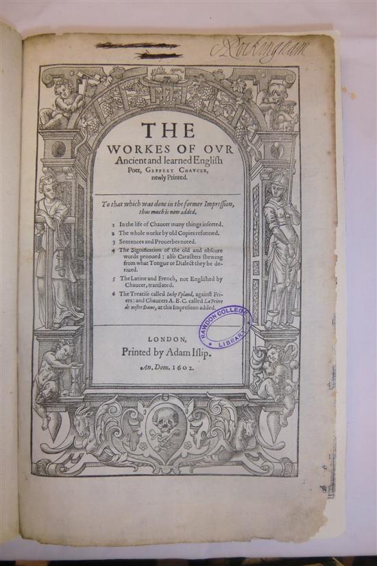 CHAUCER (GEFFREY) THE WORKES OF OUR
