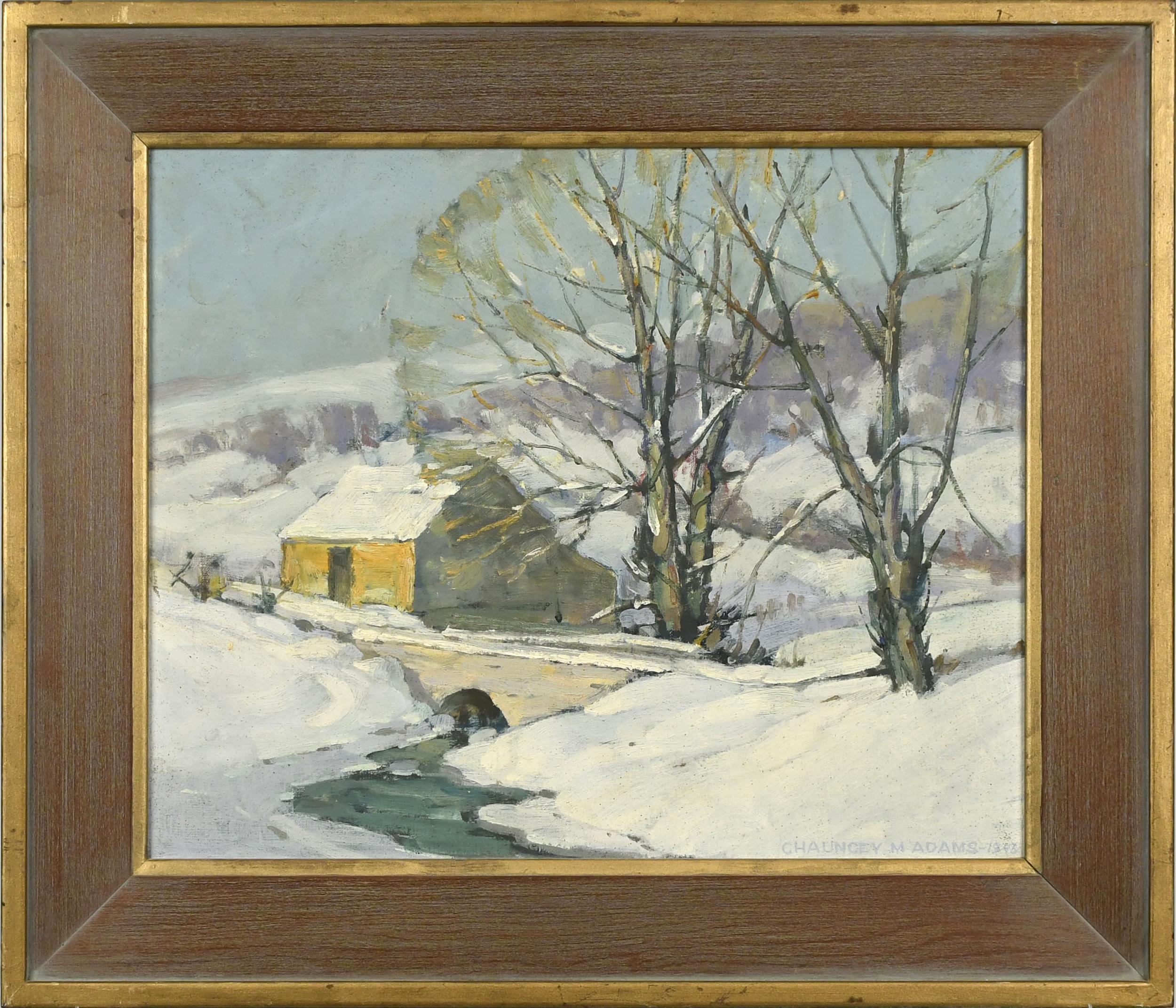 CHAUNCEY ADAMS OIL, WINTER SCENE.
