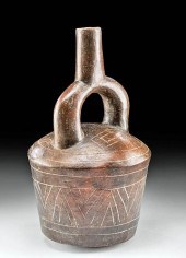 CHAVIN POTTERY STIRRUP VESSEL,