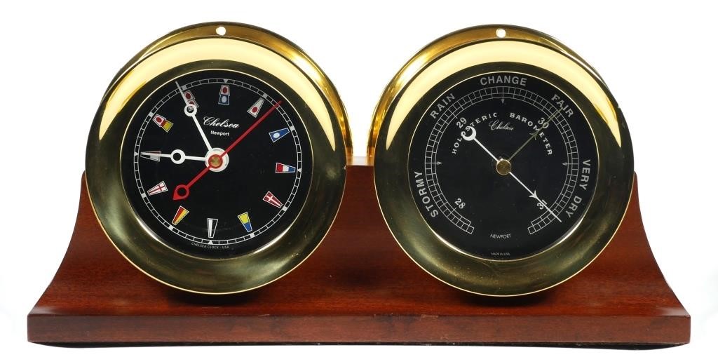 CHELSEA BRASS SHIPS FLAG CLOCK &