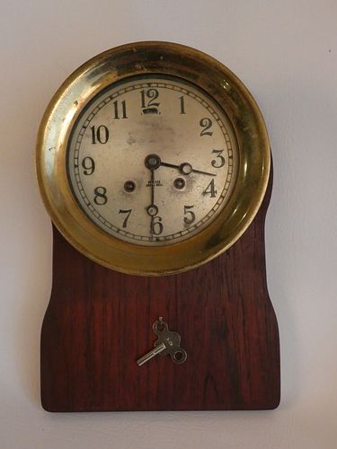 CHELSEA SHIP'S CLOCK ON PLAQUEOld