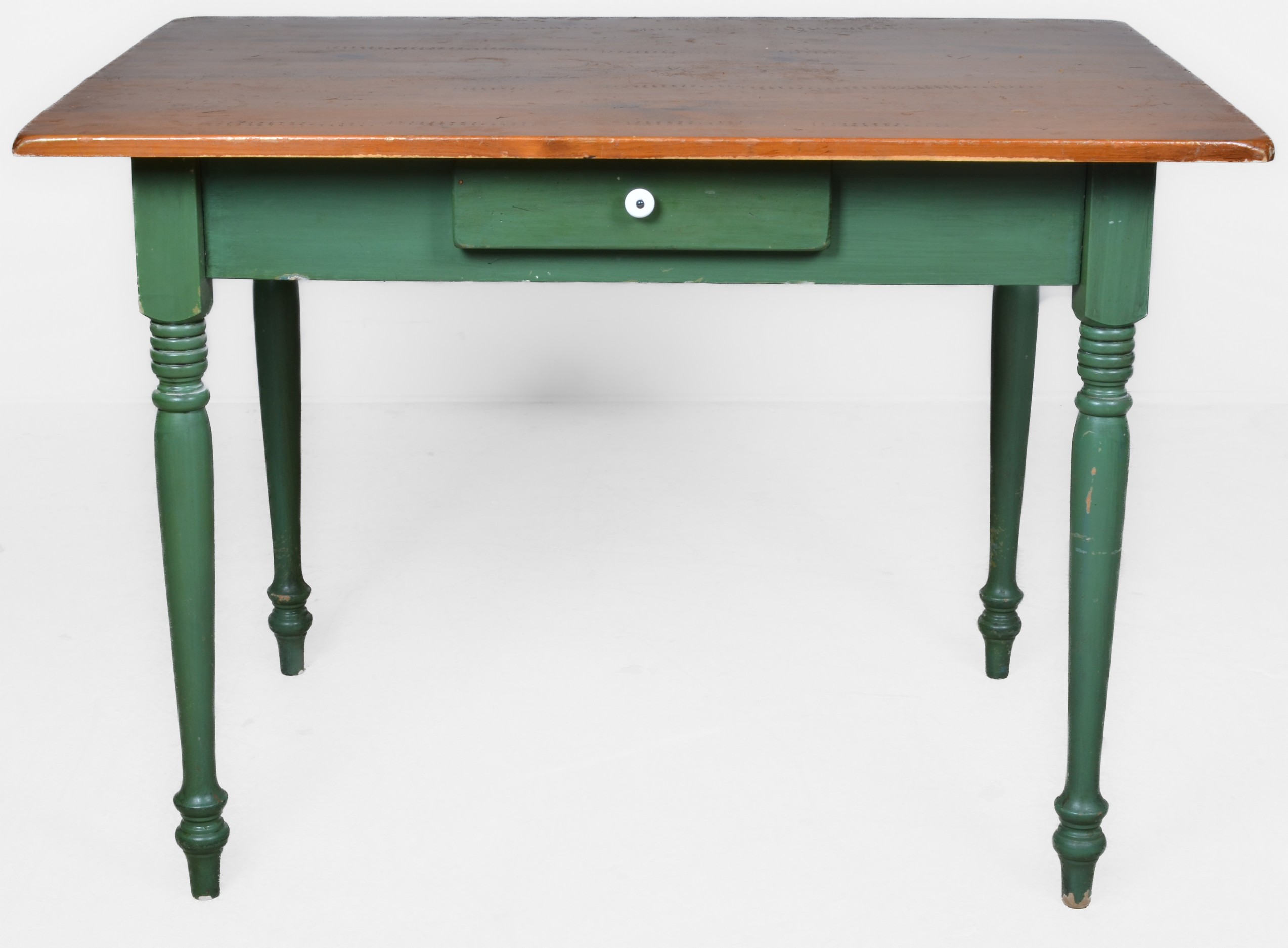 Cherry and painted farm table,