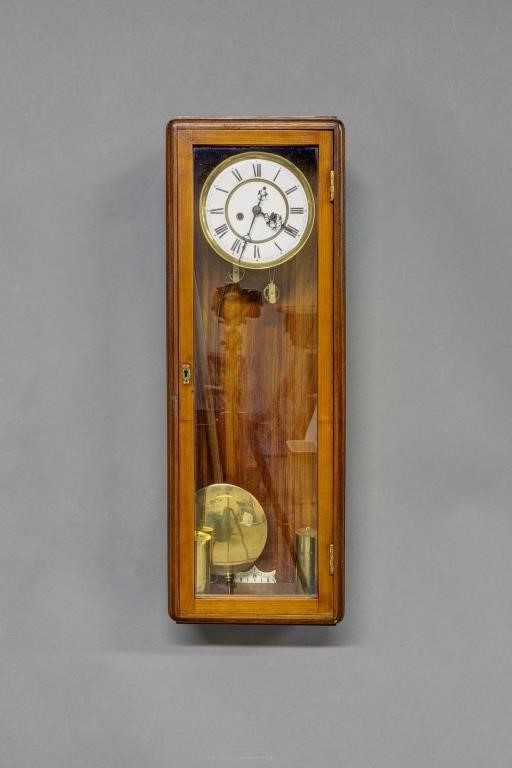 Cherry cased wall clock, late