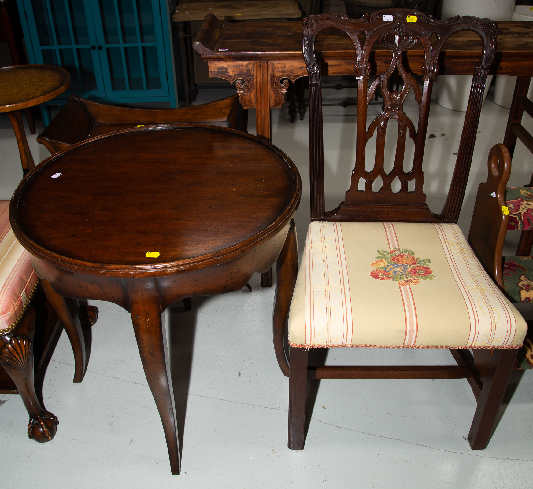 CHERRY CENTER TABLE; CARVED