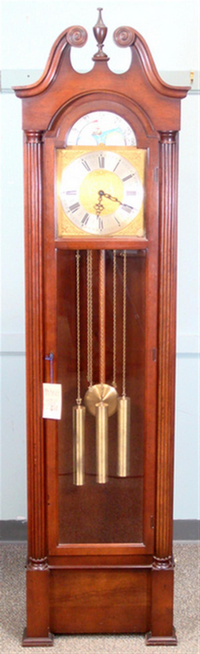 Cherry chiming hall clock by