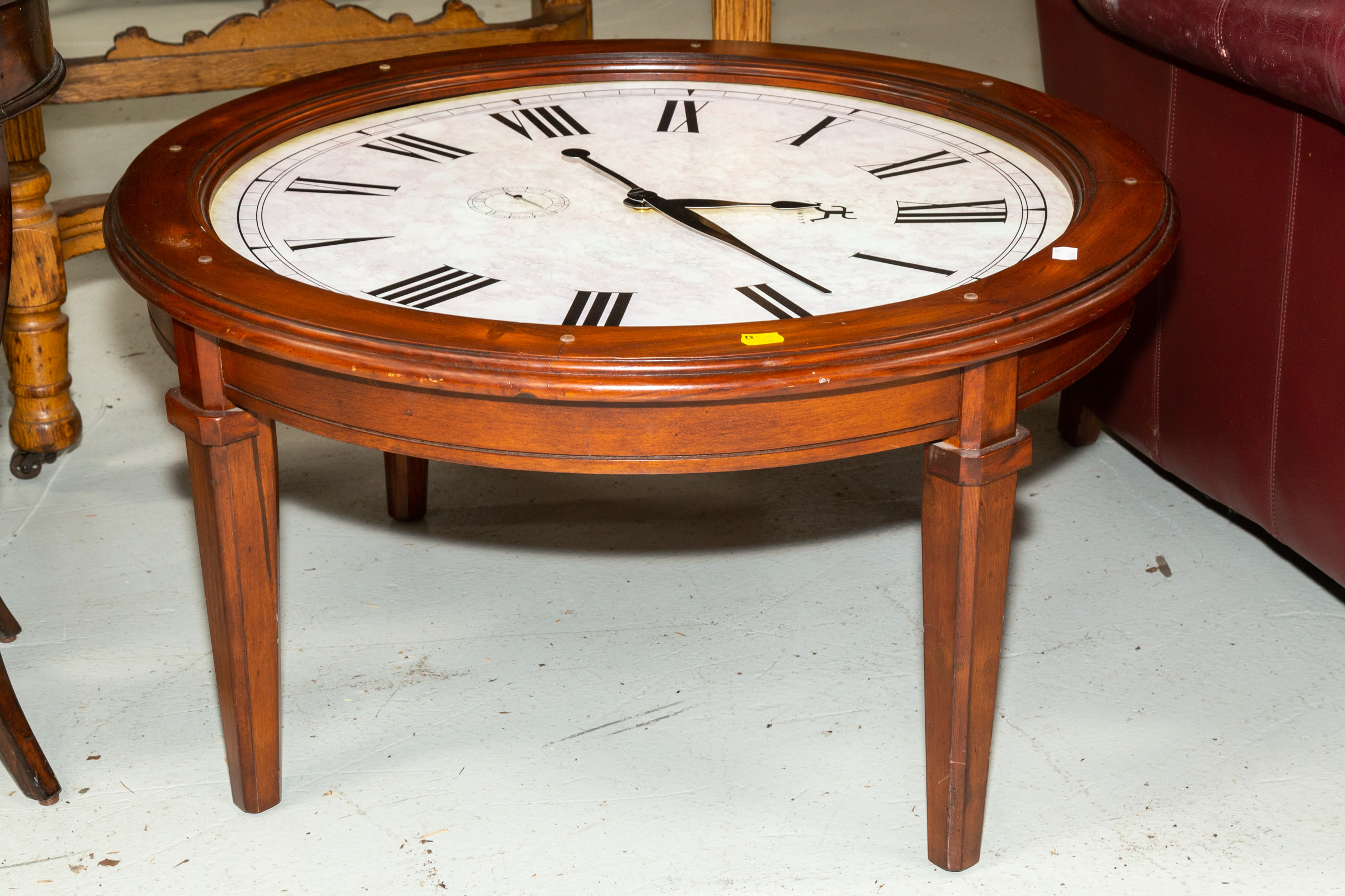 CHERRY COFFEE TABLE WITH CLOCK