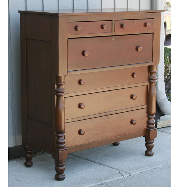 Cherry Empire dresser; six drawers,